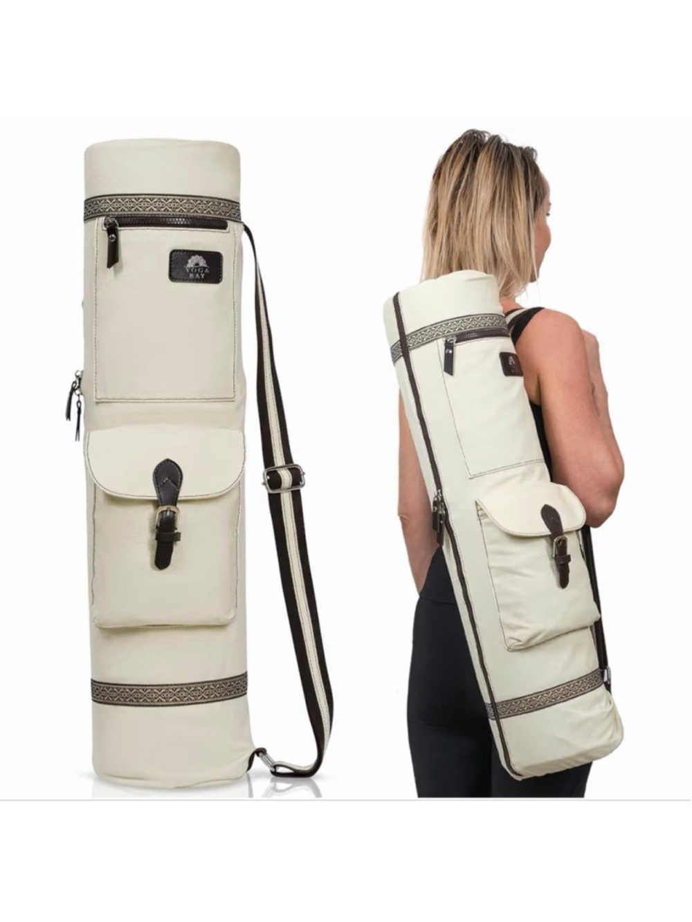 NEW YOGABAY Canvas Yoga Mat Bag Carrier 75cm x 17.5 cm Travel Bag Fits Mats